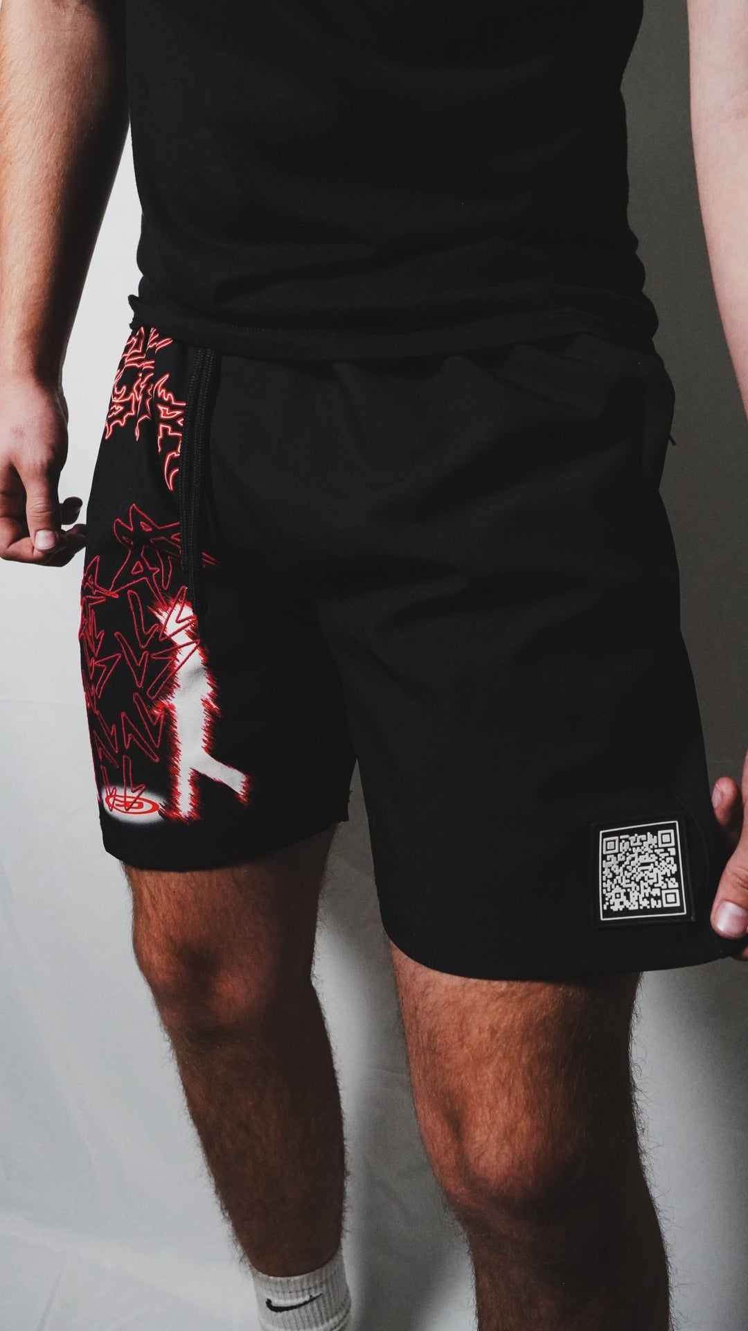 "NYLON BLACK/RED RR ASLIER SHORTS - Saint Aslier