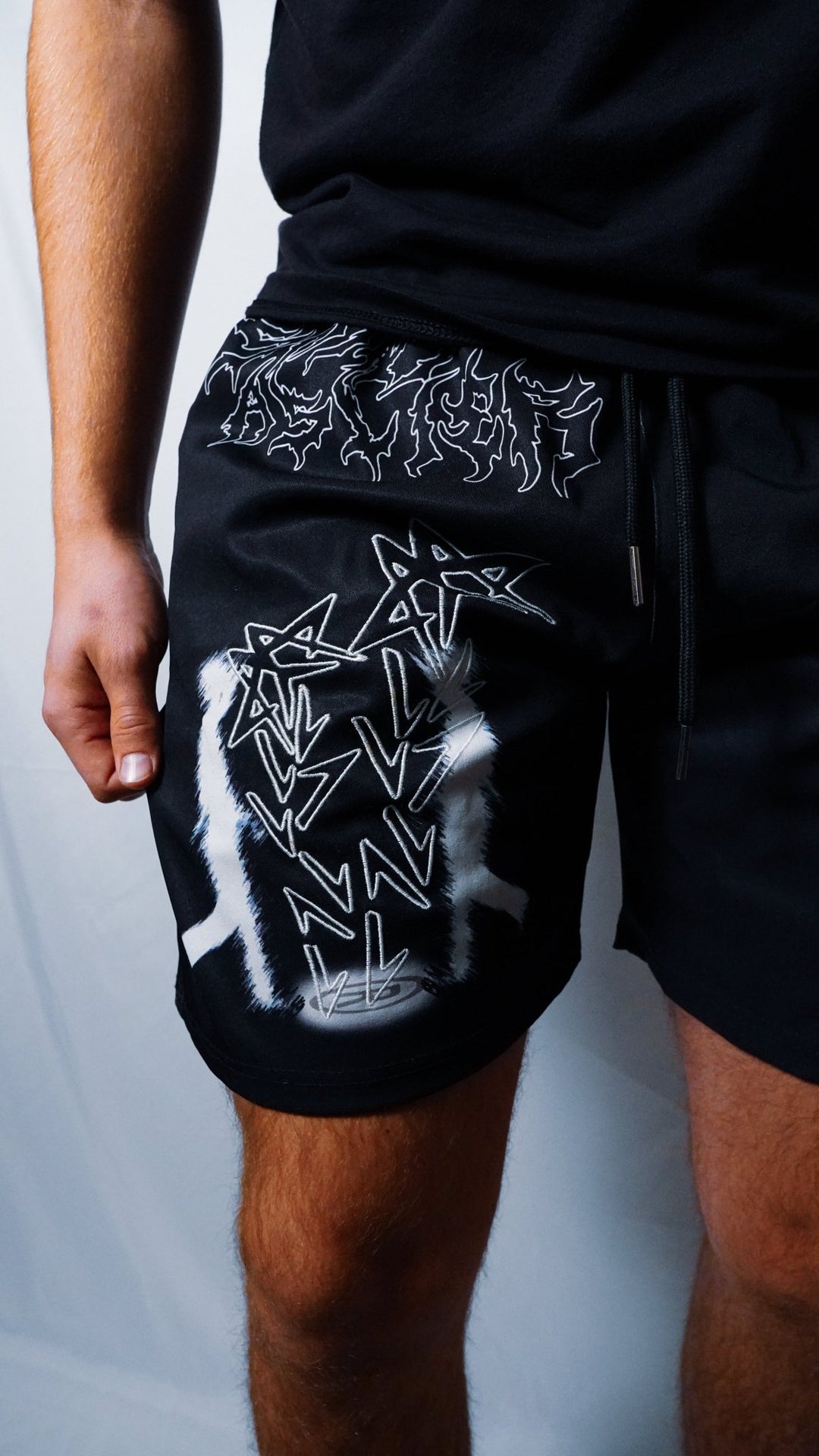 "NYLON BLACK/WHITE RR ASLIER SHORTS - Saint Aslier